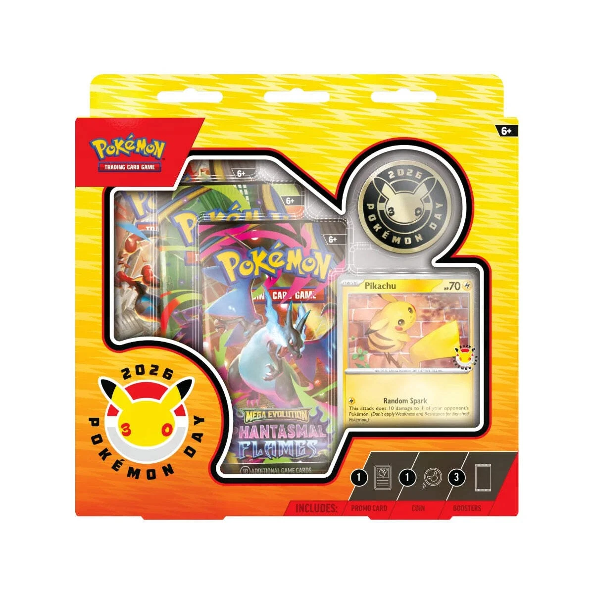 Pokemon Day26 Pokémon TCG Pokémon Day 2026 Pikachu Promo Set + 3 Booster Packs 30th - Image 1